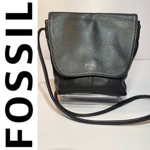 Fossil Leather Crossbody Bag. Chocolate 8” X 7” X 2.5”. EUC. No Callouts
